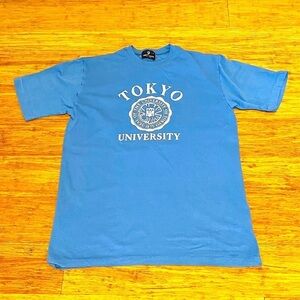 Tokyo University blue crew neck short sleeve t-shirt. Size Large